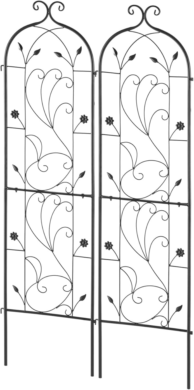 Happybuy Garden Trellis for Climbing Plants 60 x 15 in 2 Packs Rustproof Metal Garden Flower Trellis Outdoor Climbing Rose Trellis Cucumbers Support