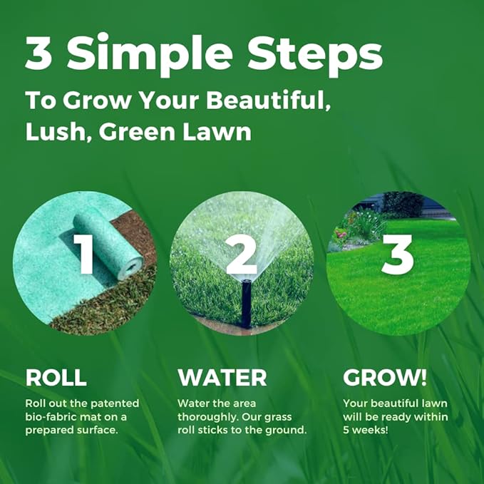 Growtrax Biodegradable Grass Seed - 100 sqft Year Round Green - Grass Seed for Lawns Dog Patches &amp Shade - Just Water &amp Grow - No Fake or Artificial Grass