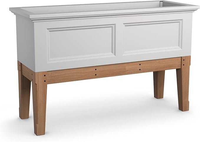 Mayne Fairfield Elevated Garden Bed - White - 48in L x 18in W x 14in H - Polyethylene - Built-in Water Reservoir (4890-W)