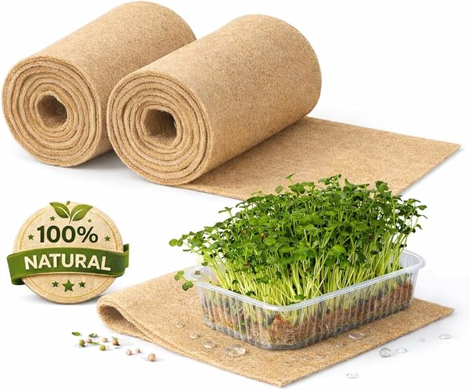 Vexillum Jute Microgreen Growing Mat Roll 2-Pack (5 x 197) – Natural Grow Pad for Microgreens Seed Sprouting &amp Hydroponic Trays