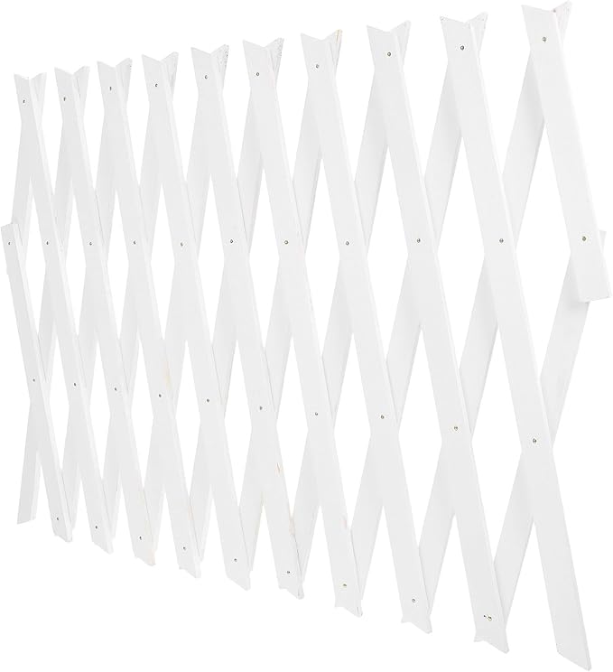 HEMOTON Wooden Lattice Panel Trellis for Climbing Plants Small Indoor and Outdoor Wall-Mounted Garden Fence Panel White Height 44cm Plant Support for Potted Vines