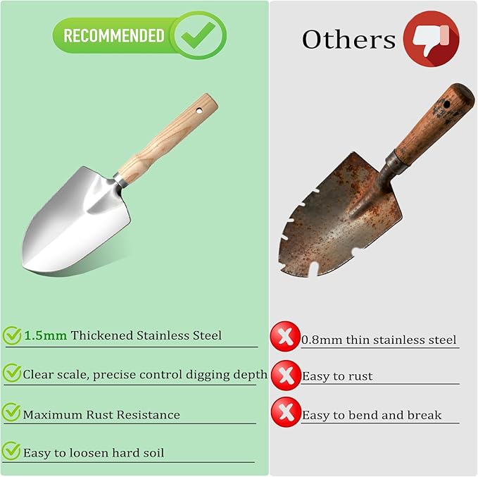 10-Piece Heavy-Duty Gardening Tools Set with Tote Bag - Rust-Proof Aluminum Gardening Hand Tools with Non-Slip Ergonomic Wood Handle - Gardening Supplies Set Ideal Gift for Men &amp Women