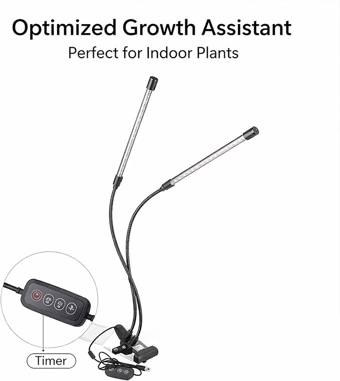 20W Full LED Plant Growing Light USB Powered with 360 Degree Gooseneck Double Tube Indoor Greenhouse Vegetable Flower - Adjustable Flexible Design Durable Materials Ideal fo