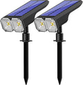 Outdoor Waterproof Solar Spotlights 2 Pcs for Garden Patio Pathway Garage Abs Material Adjustable 90° Head 8 RGB Light Options Solar and USB Charge