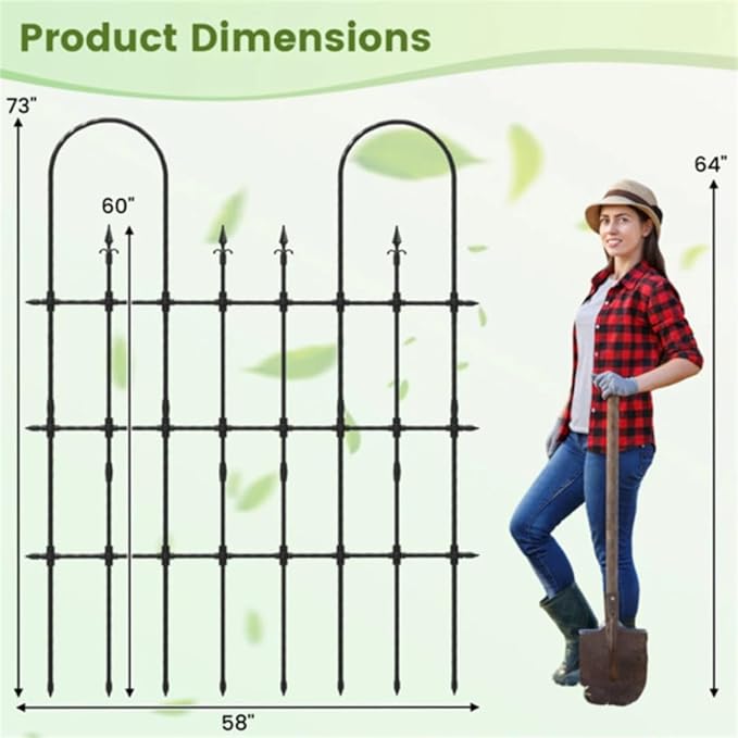 58 x 73 Inch Metal Garden Trellis for Climbing Plants Black Metal Coating Rustproof Perfect for Supporting Climbing Plants Outdoor