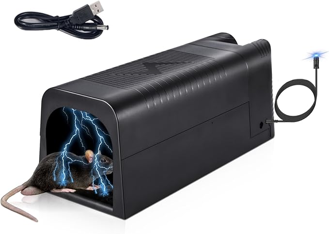 2026 Rat Trap Electric Mouse Trap Zapper with Powerful VoltageRechargeable Reusable Electric Mice Trap Rodent Zapper Electronic Mouse Traps Shock Killer for Indoor Kitchen Attic Warehouse Home