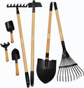 Kids Rake and Shovel Sets 7PCS Child Metal Gardening Tools for Real Digging-Great for Garden Yard Sandbox Lawn Camping Play Outdoor Toys for Ages 2-4 5-7 Years Old