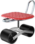 Garden Stool with 2 WheelsGardening Rolling Workseat Bearing 150kgAdjustable Height 20-33cmfor Orchards Farms(Black)