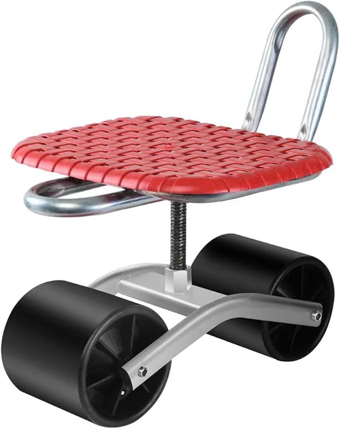 Garden Stool with 2 WheelsGardening Rolling Workseat Bearing 150kgAdjustable Height 20-33cmfor Orchards Farms(Black)