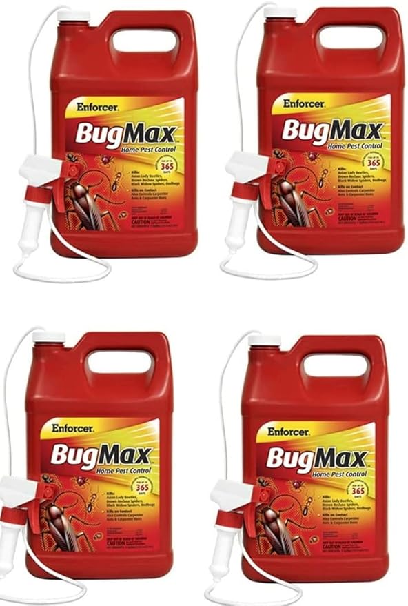 Enforcer BugMax Home Pest Control - EBM128 (Case of 4) - Kills Roaches Ants Fleas Ticks termites Carpenter Ants Brown Recluse Spiders Black Widows Carpenter Bees and Bedbugs