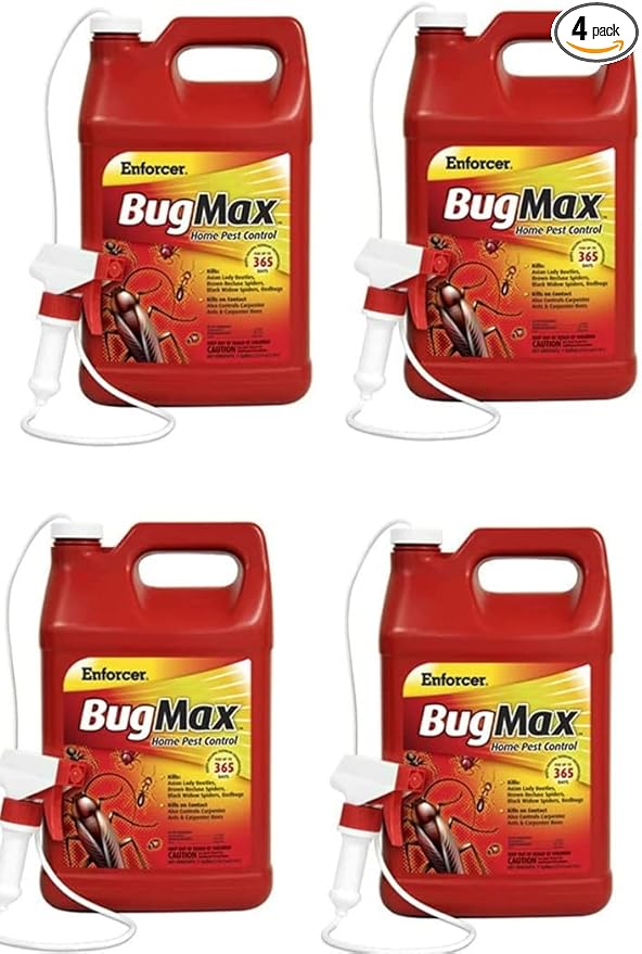 Enforcer BugMax Home Pest Control - EBM128 (Case of 4) - Kills Roaches Ants Fleas Ticks termites Carpenter Ants Brown Recluse Spiders Black Widows Carpenter Bees and Bedbugs
