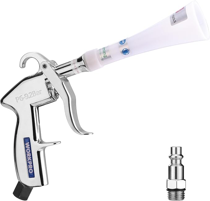 WORKPRO Tornado Nozzle Air Blow Gun for Car Detailing Workshops and Home Cleaning – Quickly Blasts Dirt and Dust Compatible with Air Compressors