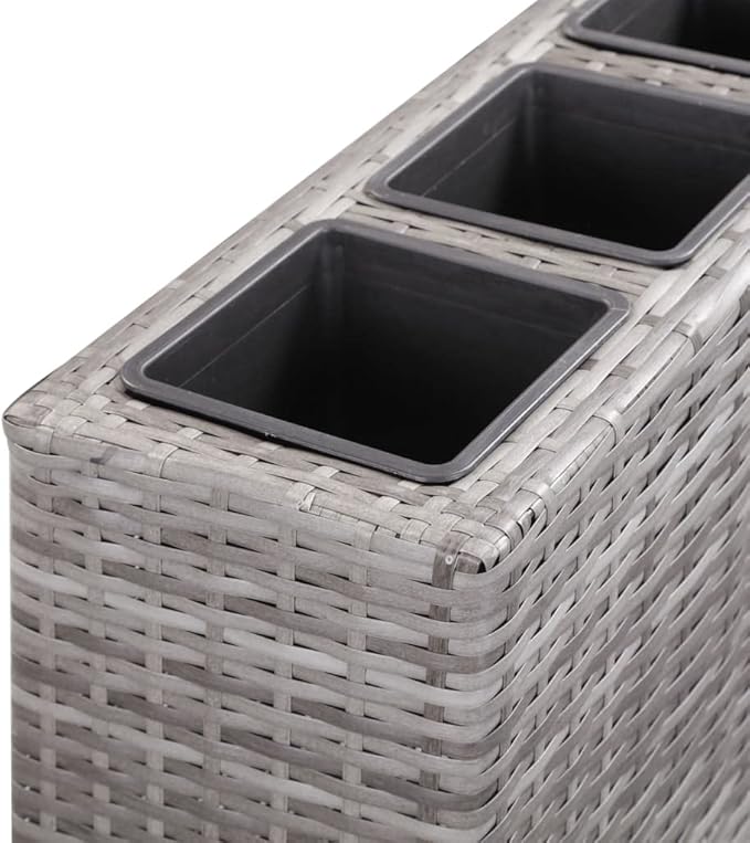Products for Backyard Patio Balcony Raised Planter Rack Raised Garden Beds Garden Raised Bed with 4 Pots 31.5x8.7x31.1 Poly Rattan Gray