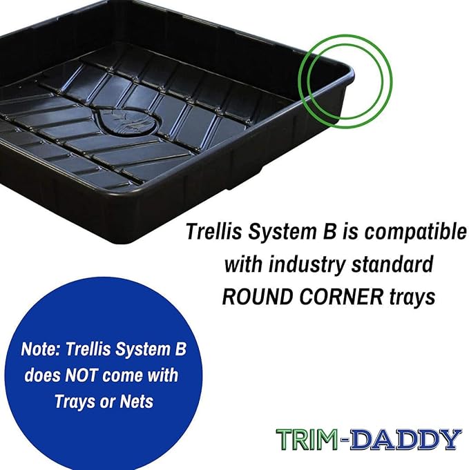 Trim Daddy Trellis System Support Kit (Model B) - for Climbing Plants | Round Corner | Ideal for Hydroponics Growing System Greenhouse &amp Garden