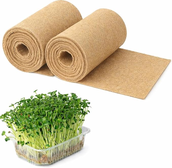 Vexillum Jute Microgreen Growing Mat Roll 2-Pack (5 x 197) – Natural Grow Pad for Microgreens Seed Sprouting &amp Hydroponic Trays