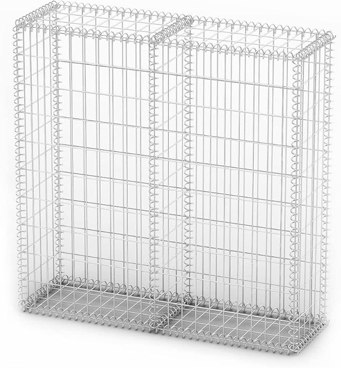 Gabion Basket with Lids Galvanized Wire 39.4x39.4x11.8 Gabion Raised Bed Gabion Cages Basket Steel Woven Gabion Net for Backyard Garden -AA