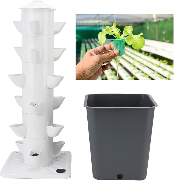 TOPINCN 18 Pots Hydroponics Tower System Vertical Hydroponic Growing System for Fruits Vegetables Space Saving Garden Planter Hydroponic Tower with 10L Watertank for Indoor and Outdoor