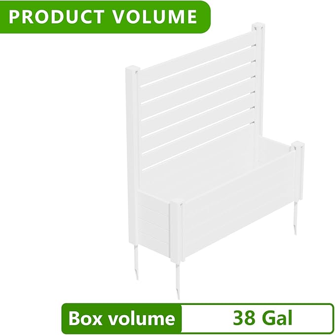 Casaphoria Raised Garden Bed with Trellis 47x47x16 Planter Box with Open Bottom for Gardening Vegetables &amp Vines and Climbing Plants White