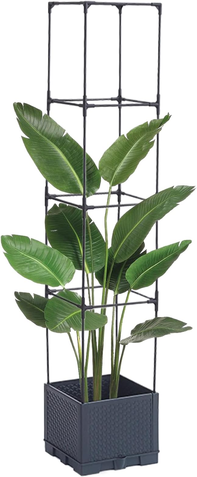 Garden Bed with Trellis | Self-Watering Support Cage Pots | Outdoor Vine Flower Garden Planterfor Tomato Cucumber Pea Grape Vines Vegetable Flower Fruit Potted Indoor