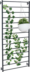 MyGift 4 Ft Tall Trellis Black Metal Wall Mounted Garden Trellis for Climbing Plants Outdoor/Indoor Large Wall Support Frame for Hanging Planters