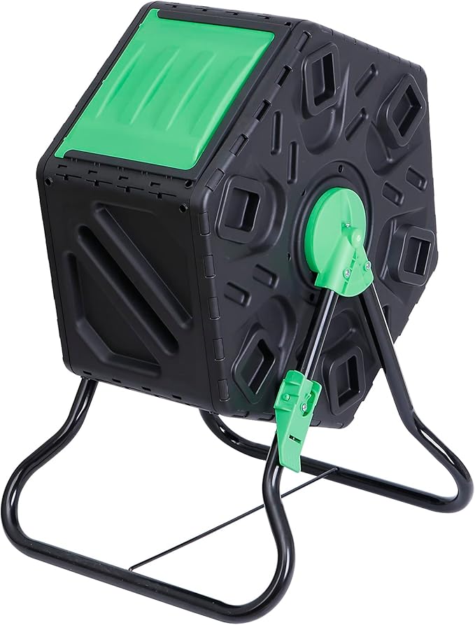 18.5 Gallon Compost Bin Tumbling Composter Heavy-Duty Compact Chamber Outdoor Compost Tumbler - Easy-Turn Fast-Working System BPA Free
