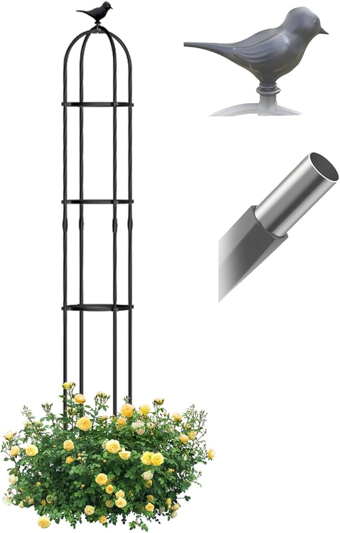Metal Garden Plant Obelisk Garden Trellis for Climbing Plants 8.3x47in 9.8x74.8in 12.2x63in 13.8x59in Weather-Resistant Potted Plant Support Roses Vines Support Rack ( Color : Black  Size : 31x120cm(