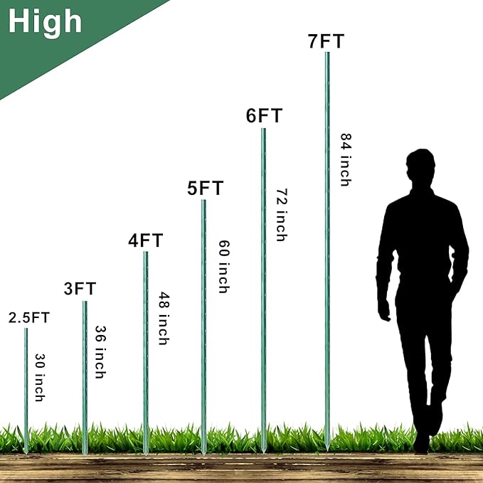 WAENLIR Garden Stakes 48 inch 4ft Sturdy Tomato Stakes Plant Stakes for Outdoor Plants Metal Plant Support Sticks for Gardening Pack of 30