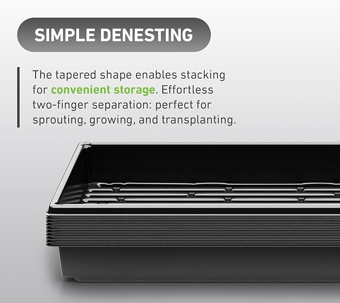 10x20 Inch Black Plastic 15 Pack Plant Propagation Tray – Growing Trays for Garden Planting Seedling Soil &amp Hydroponic Horticulture - Microgreen Trays Grow Plants - No Drain Holes