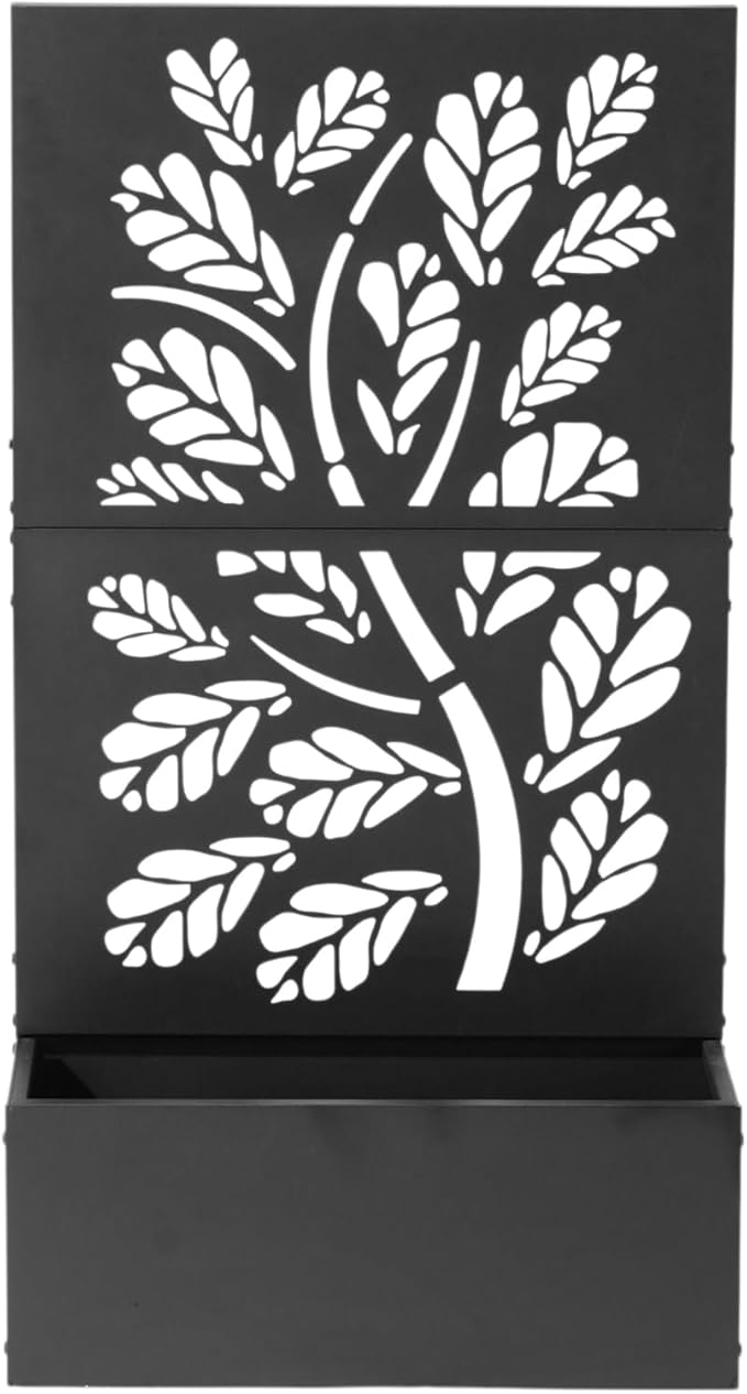 Black Raised Beds Metal Garden Bed with Trellis for Climbing Vegetables Cucumber Trellis Planter Box Support for Peas Beans and Flowering Vines Planter Box Heavy Duty Outdoor Planter for Patio