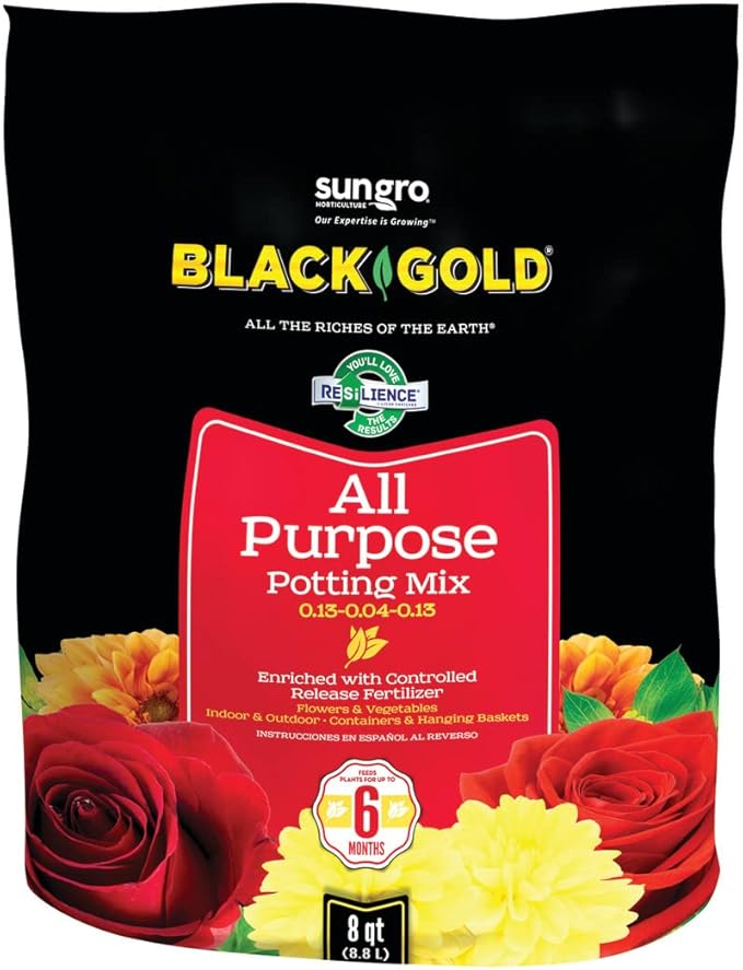 Black Gold All Purpose Potting Soil 0.13-0.04-0.13 8 qt