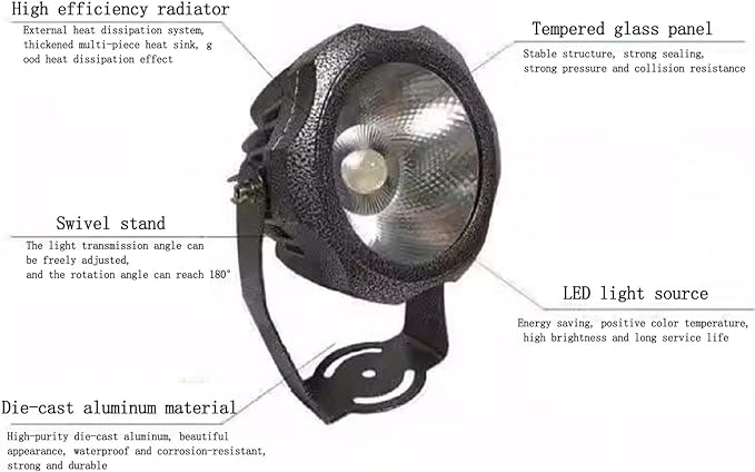 Led Spotlights - AC220V Outdoor LED Garden Light IP65 Waterproof Exterior Wall Lighting Engineering Lights Landscape Lighting for House Lawn Courtyard Park Tree Light(Blue10W(ac220v))