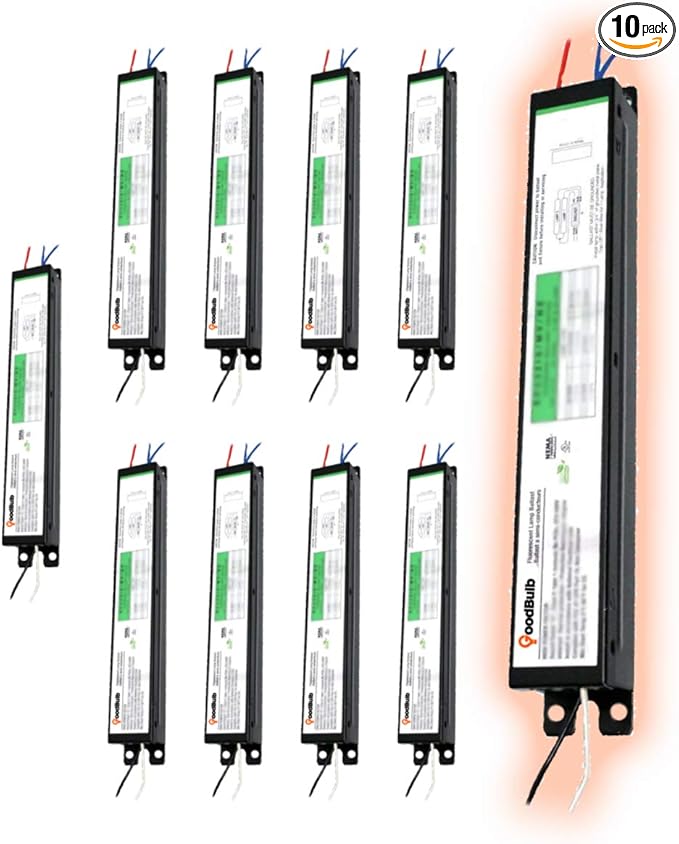 GoodBulb F32T8 Linear Fluorescent Ballast | 32 Watt Ballast | Works with F32T8 Fluorescent Tubes| 120-277 Volts | Parallel Operation | 1 Lamp Replacement Ballast | 10 Pack