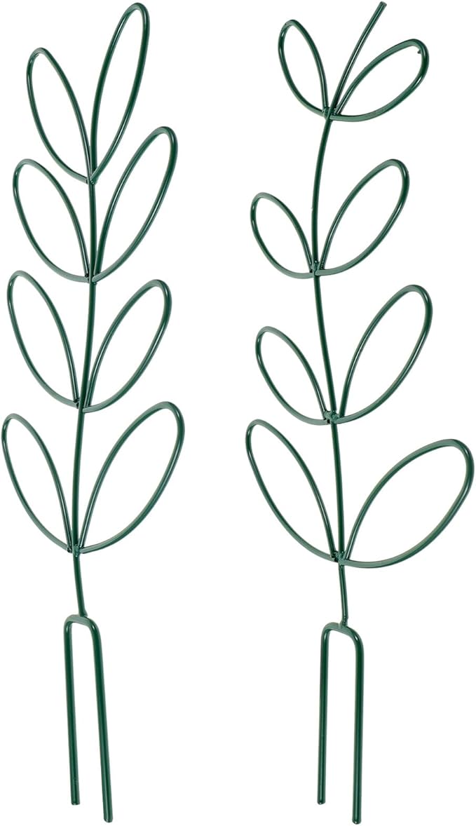 Lurrose 2pcs Iron Plant Support Trellis Frame for Climbing Plants Indoor Outdoor Garden Vine Support Green Climbing Rack for Potted Flowers and Vegetables