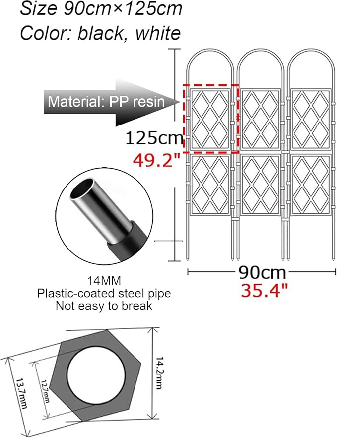 Large Decorative Outdoor Trellis Metal Garden Trellis For Climbing PlantsEuropean Style Rustproof Metal Garden Fence For Outdoor Indoor Potted Plants Tomato Rose(White90x125cm(35.5x49.2in))