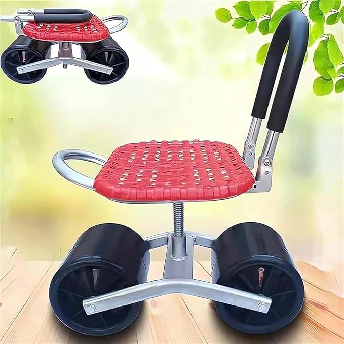 Garden Cart Wheeled Seat Mobile Stool Bench Adjustable Rolling Garden Cart with Seat 360°Rotating Gardening Seat on Wheels for Gardener Planting