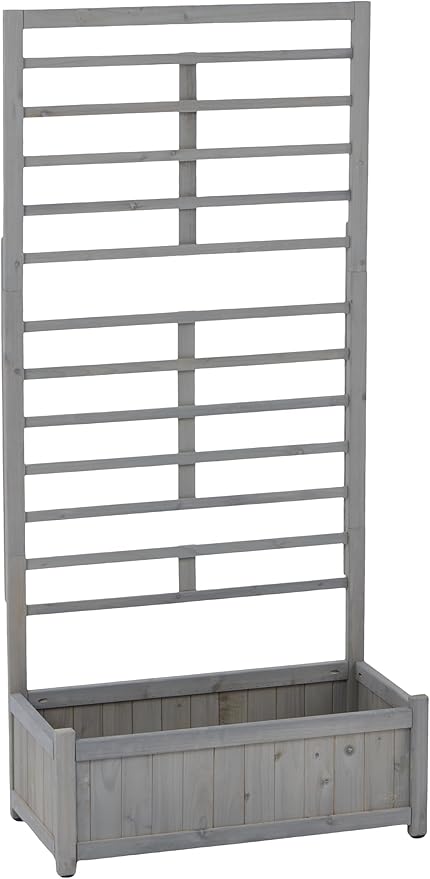 Raised Garden Bed with Trellis Outdoor Wooden Planter Box for Climbing Plants Vegetables Herb Growing