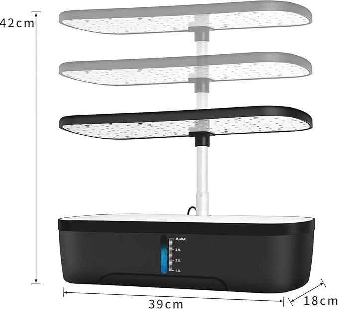 Hydroponics Growing Systems Kit Indoor Hydroponics Growing Systemsfor Herbs Fruits and Vegetables(Black)