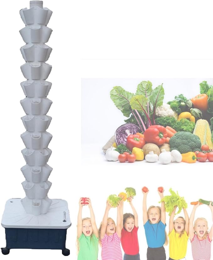 Vertical Farming Tower KitSoilless Cultivation Vertical Hydroponic Planting TowerHydroponic TowerHome/Garden/Farm/Greenhouse Vertical Tower Planters White-12-layer