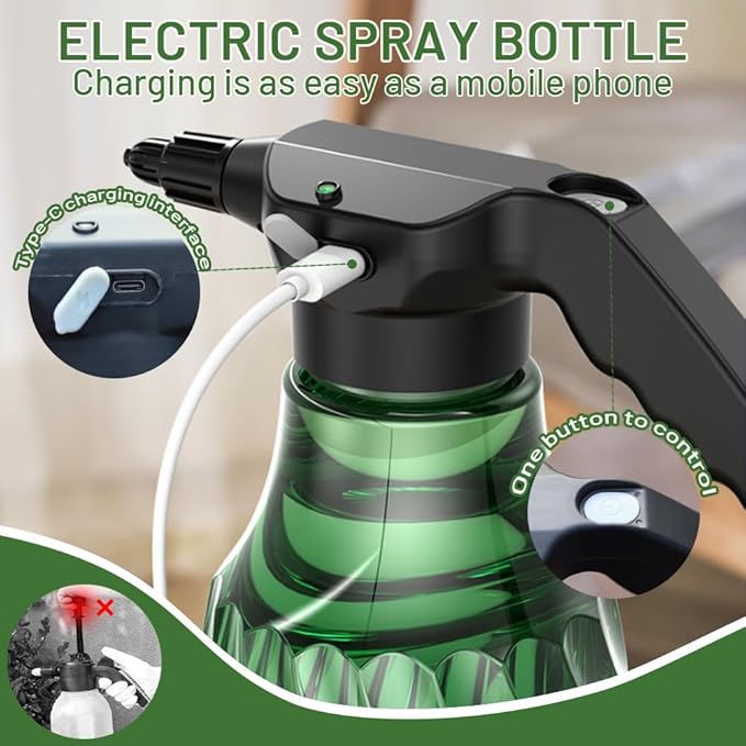 Large Capacity Electric Plant Mister Rechargeable Sprayer for Indoor &amp Garden Battery Powered with Adjustable Nozzle Fine Mist &amp Continuous Spray