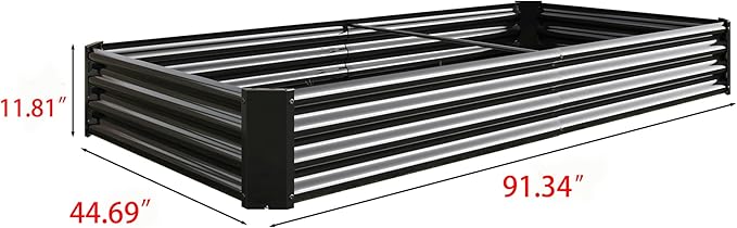8x4x1ft Raised Garden Bed Outdoor Galvanized Raised Garden Beds Metal Raised Beds for Gardening Vegetables Fruits and Flowers Easy Assembly 202 Gallon Capacity - Black