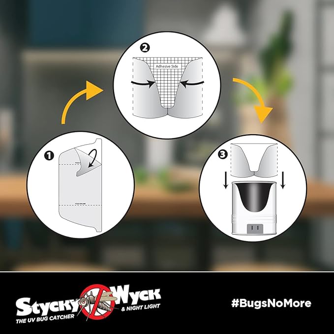 Flying Insect Trap Night Light LED Bug Catcher (Multi-Pack) - Plug in Bug Catcher Captures Houseflies Fruit Flies and Gnats - Adhesive Inserts Included
