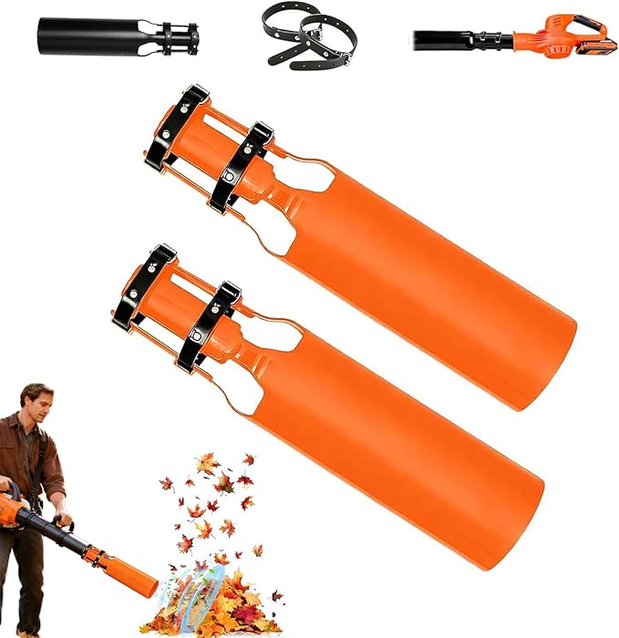 2 Pack Leaf Blower Air Booster Universal High-Speed Cyclone Nozzle Attachment for 2-4 Inch Blowers – for Lawn Patio Driveway Gutter Cleaning（Orange）