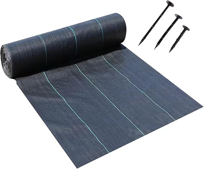 Garden Weed Barrier Fabric Heavy Duty Geotextile Landscape FabricOutdoor Weed Mat Weed Control Gardening Matfor Garden Planting Weed Blocking - Black (Size : 1x15m/3.3x49ft)
