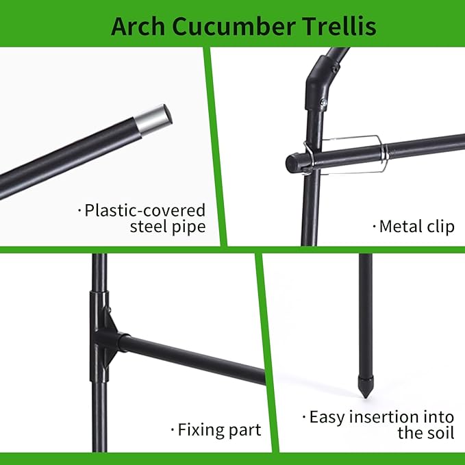 Cucumber Trellis 6.7ft Tall Garden Arch Trellis for Climbing Plants Outdoor Arbor Support Vine Vegetable Tomato Bean Pea Grape Squash Pumpkin Cucumber Raised Bed Lightweight Black