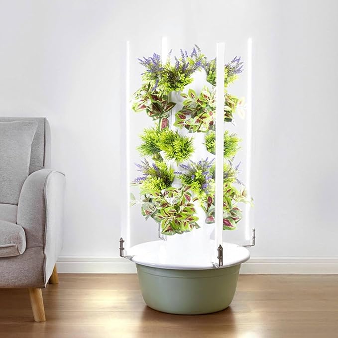Garden Cube Hydroponics Growing System Hydroponic Planters 20/28/36 Plants hydroponics Growing Tower Tower Garden Hydroponics Growing System Vertical Planter with LED Light7Layers/28Pots
