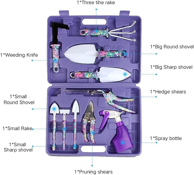 10PCS Gardening Tool Set Plant Care Mechanics Kit Pruning Tools with Carrying Case