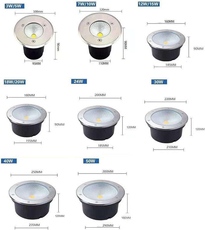 LED Underground Lights - AC 85-265V Ground LED Landscape Lights LED Beam Spotlight IP65 Embedded Outdoor Waterproof Courtyard Cob Buried Spotlights Path Lights(White Light15W)