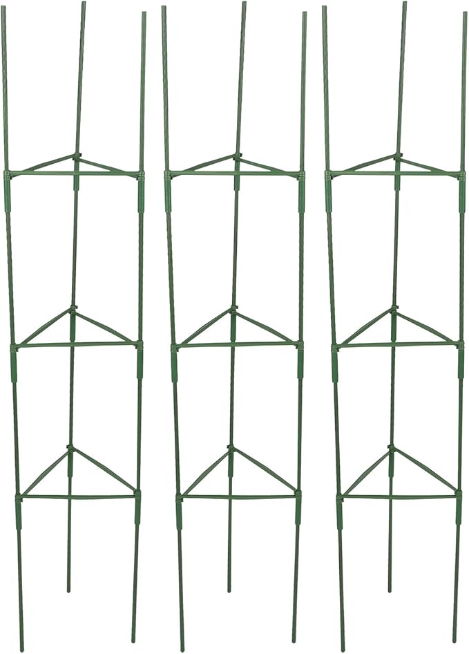 Milisten 3 Sets Tomato Plant Support Trellis Garden Climbing Rack with 27 Poles and 27 Connectors Triangle Frame Plant Climbing Structure for Outdoor Yard