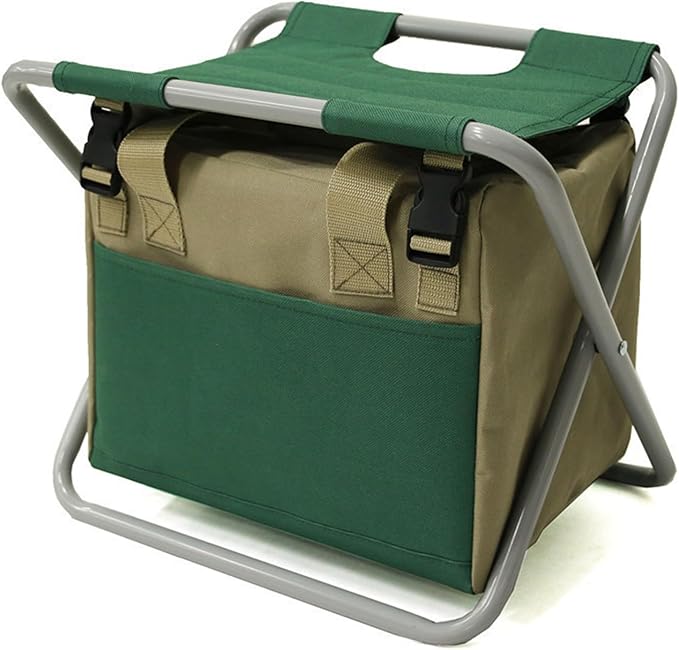 Portable Folding Stool Folding Garden Kneeler and Seat Heavy Duty Foldable Gardening Bench with Tool Bag for Outdoor Events Hiking Travel Beach Housework