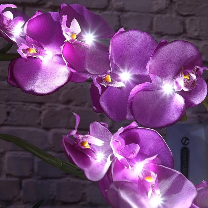 9LED Artificial Flower Pot Lamp Simulation Phalaenopsis Bonsai Light Foldable LED Decorative Flower Lamp with Bright White LEDs for Indoor Outdoor Home Decoration
